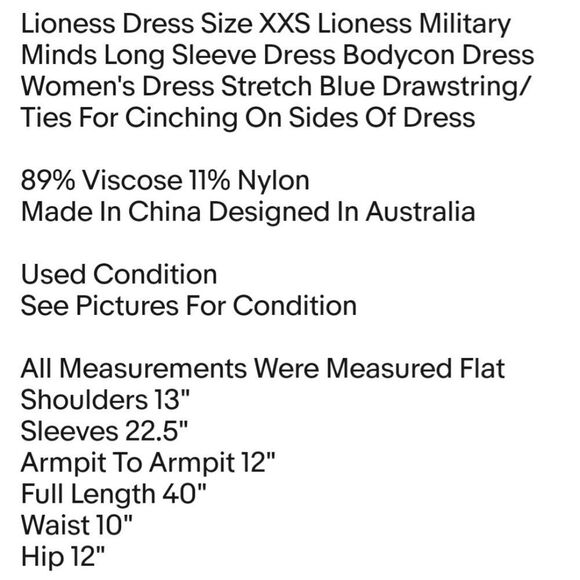 Lioness Dress Size XXS Lioness Military Minds Long Sleeve Dress Bodycon Dress - Picture 2 of 7
